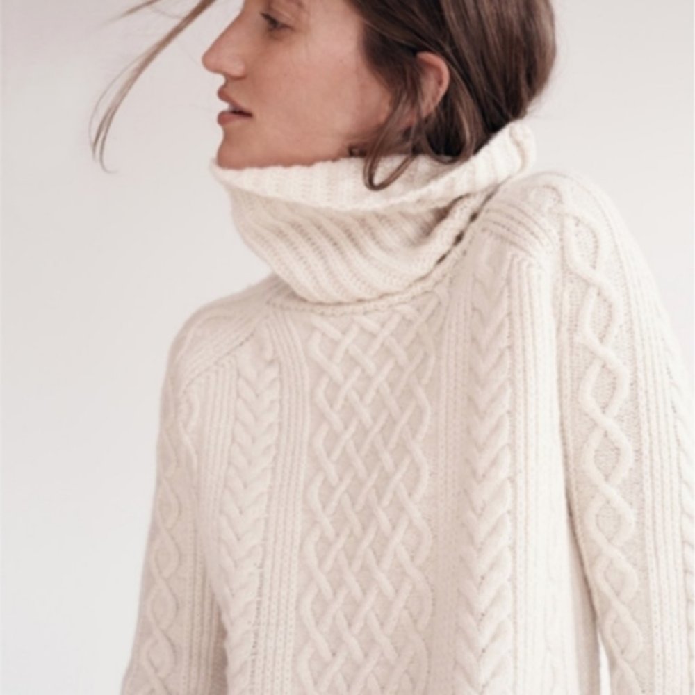 Madewell Cityblock Cable Knit Turtleneck Sweater
